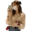 This French round-neck floral polka dot chiffon shirt for women's summer and spring and autumn, with puffed sleeves and silk, has a unique design sense Application Scenario